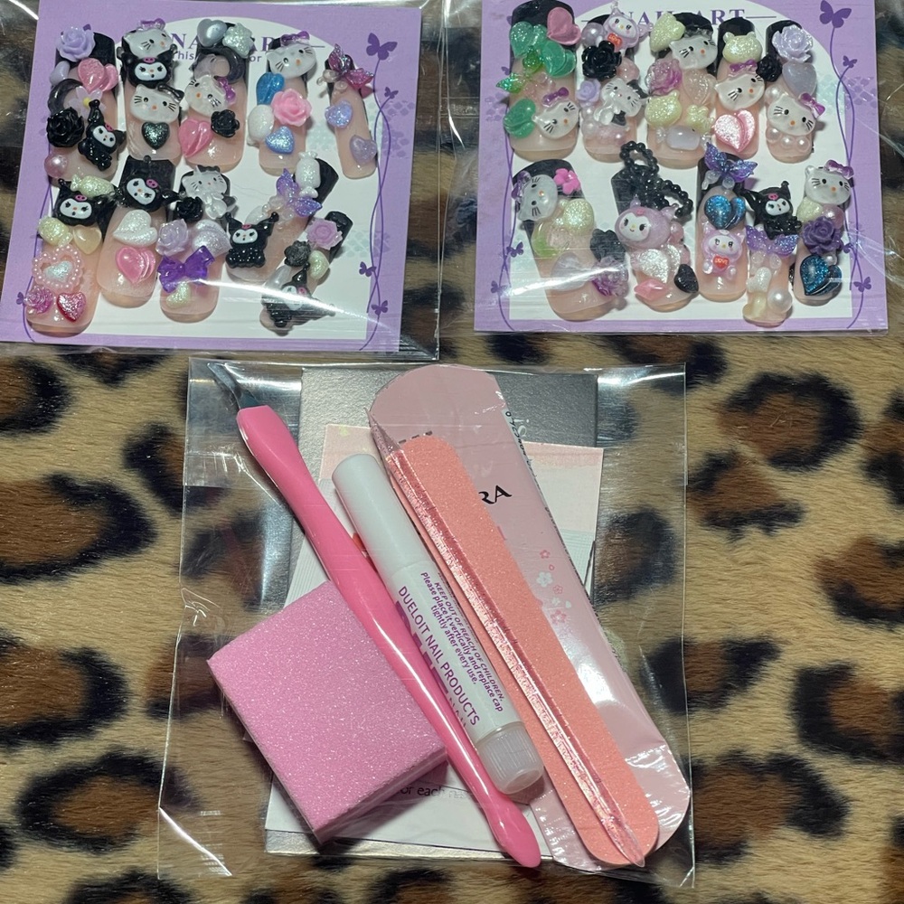Hello kitty and kuromi press on nail set